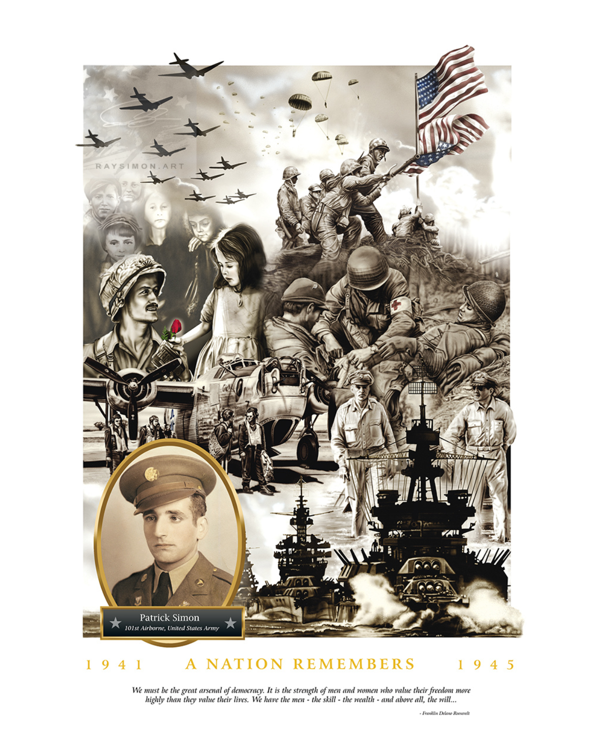 WWII Painting - 'A Nation Remembers'