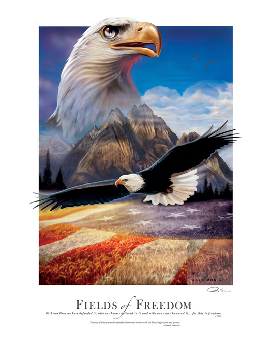 American Bald Eagle Painting - 'Fields of Freedom'