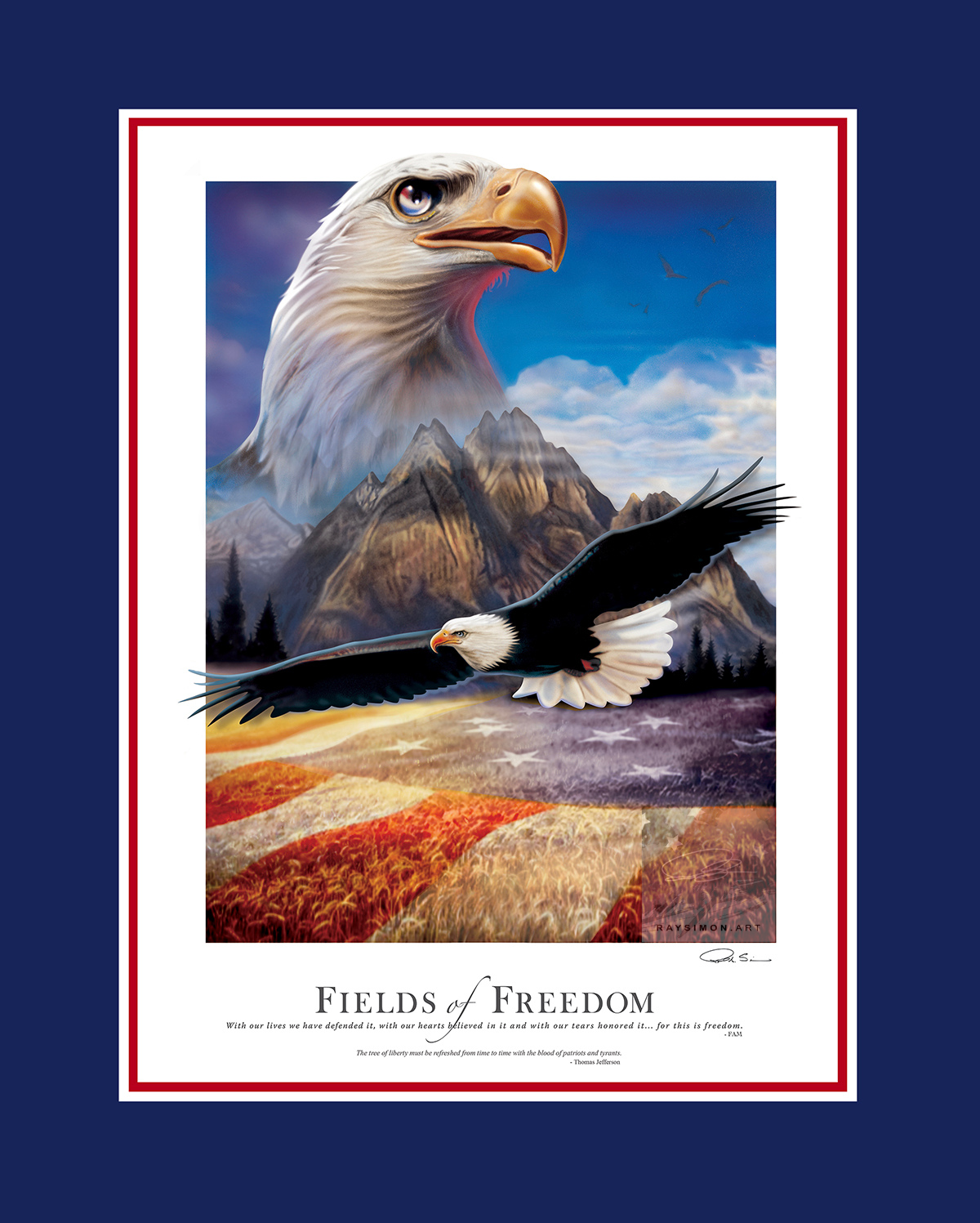 American Bald Eagle Painting - 'Fields of Freedom'